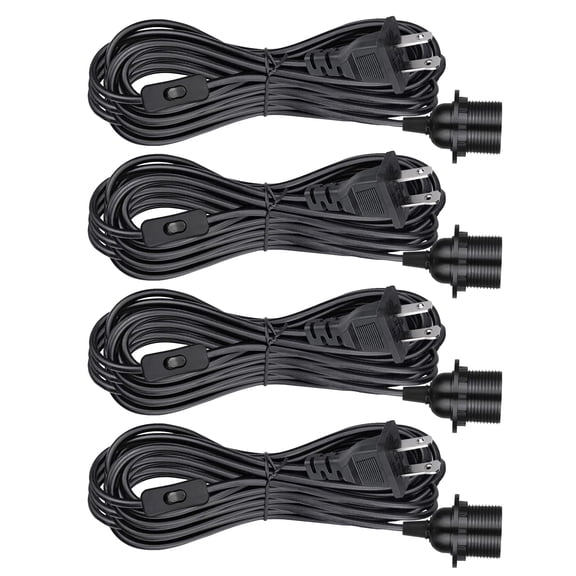16FT-4Pack-Black Pendant Light Cord Kit E26/E27 Hanging Lantern Lamp Accessory