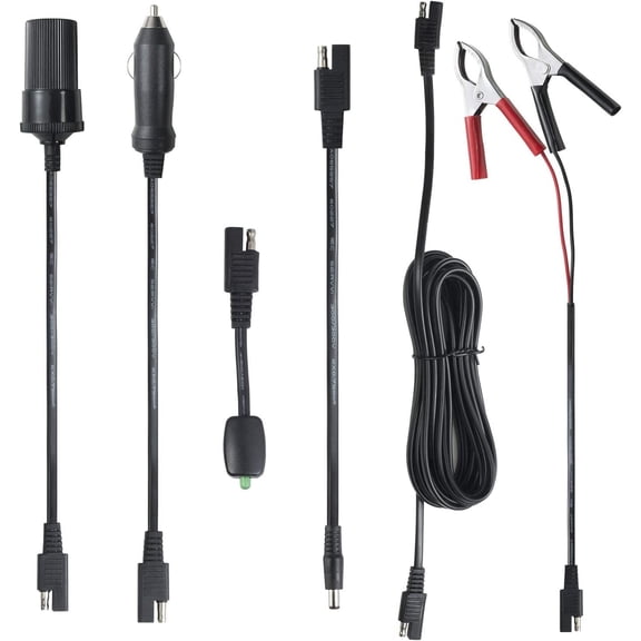 16FT Battery Charger Extension Cable Adapter SAE Connectors Quick Connect with Clamps For 12V Trickle And Maintainer, 12Volt Solar Panel Power System Kit