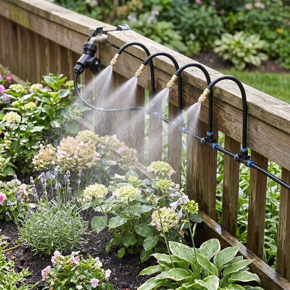 16FT Irrigation Kit - 360° Adjustable Mist Nozzles,Irrigation System with Timer and Low Pressure Automatic Watering System for Garden Patio Lawn