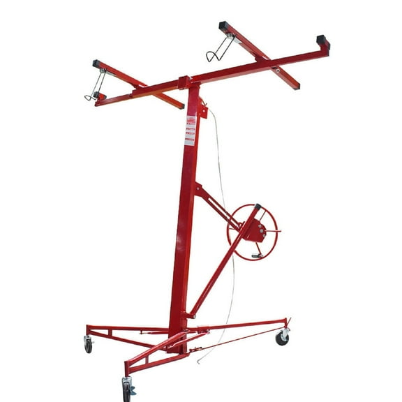 16FT Drywall Lift Panel Hoist Jack Rolling Caster Wheels Lifter Lockable Construction Tool Red