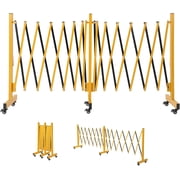 16FT Expandable Security Gate Folding Aluminum Barricade with Lockable Swivel Casters Retractable Driveway Barrier