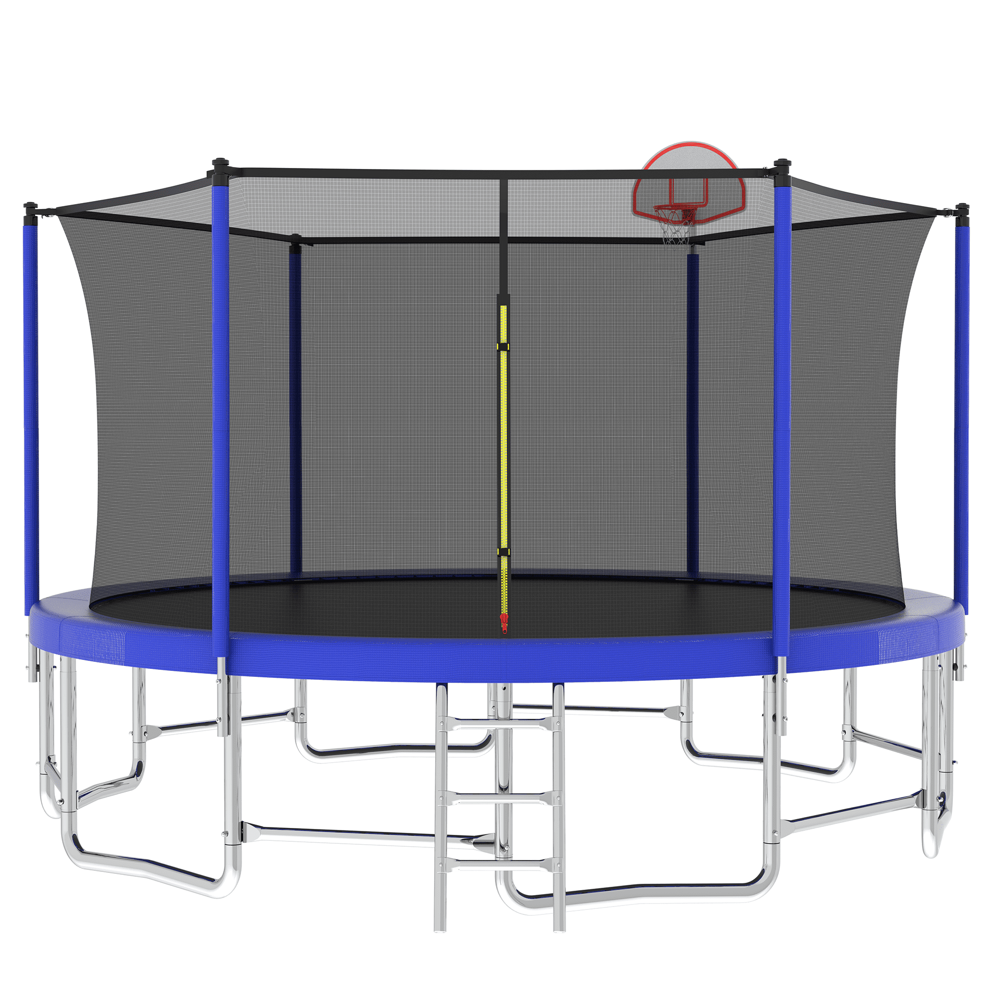 16FT Kids Trampoline with Hoop - Outdoor Trampoline W/Enclosure Net & Ladder, XXL Round Trampolines with Steel Support, Max Weight Capacity 1320LBS