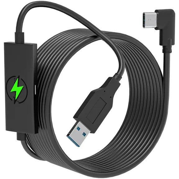 16FT Link Cable for Quest 3S/3, Quest2 and Quest Pro, With Separate Charging Port for Uninterrupted Power, USB 3.0 Type A to C Cable for VR Headset Accessories and Gaming PC