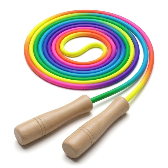 16FT Long Jump Rope (2 Pack) Soft Beaded Skipping Rope for Adults & Team Use, Plastic Segmented Double Dutch Rope, Adjustable Length Up to 17.2FT for 4-5 Jumpers, Rainbow