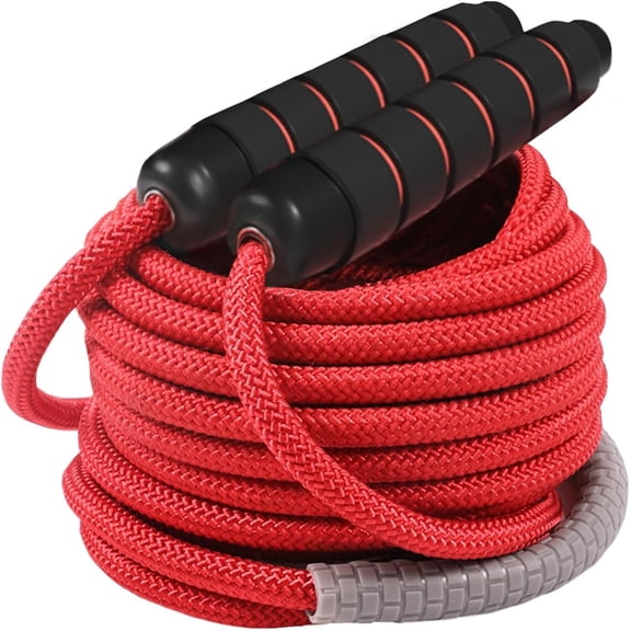 16FT Long Jump Rope For Kids And Adults, Adjustable Double Dutch Skipping Rope With Nylon Braided Core And 360 Degree Swivel, Red