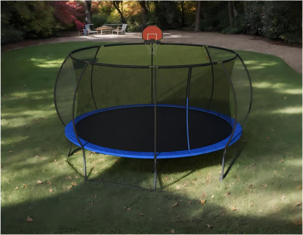 16FT Outdoor Trampoline for Kids and Adults, Pumpkin Trampolines with Curved Poles,Heavy Duty Trampoline Anti-Rust Coating ASTM Approval