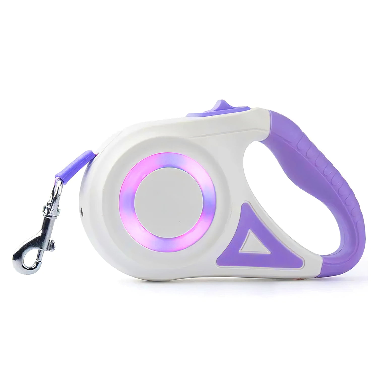 16FT Retractable Dog Leash TeqHome Dog Walking Leash with Dispenser Poop Bags LED Light Fit for 66-110lbs Non-slip Ergonomic Handle Lockable Purple