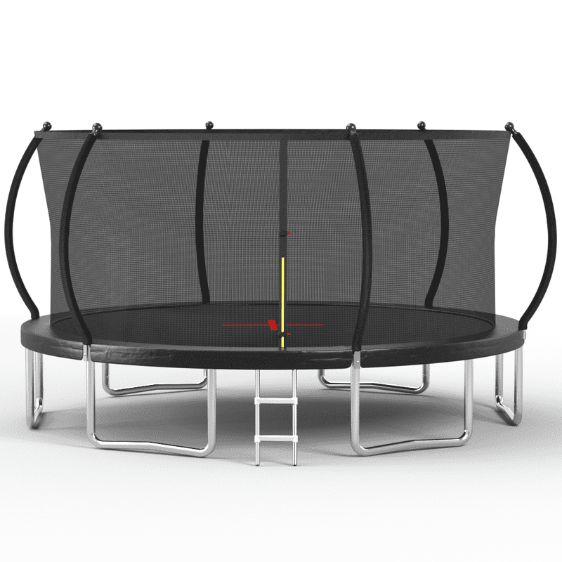 16FT Round Trampoline with Safety Enclosure, Ladder, Galvanized Steel Frame, Outdoor Backyard Trampoline for Kids, Black