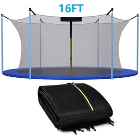 16FT Trampoline Replacement Safety Enclosure Net for 12 Sraight Poles, Trampoline Safety Net Replacement Enclosure Net for 16FT, Weather-Resistant, Tear-Proof, NET ONLY
