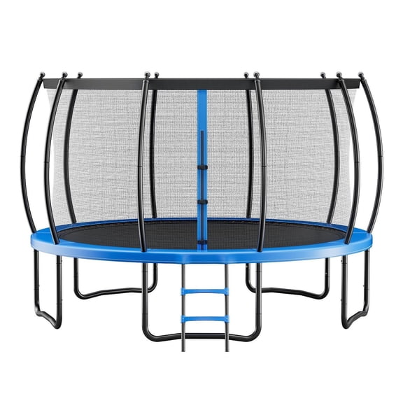16FT Trampoline with Enclosure Net, 475lbs Capacity, Outdoor Recreational Trampoline for Kids & Adults, Thickened Safety Pad, Anti-Rust Steel Frame