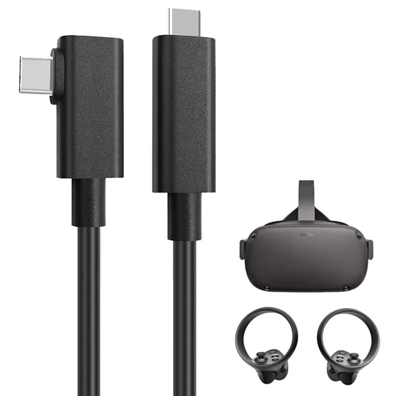 16FT Type-C to C VR Link Cable for Meta Quest 3S/3/Pro & PC VR, USB 3.0 Gen1 5Gbps High-Speed Data Transfer Cord, 90° Right-Angle Gaming Cable - Ideal Holiday & Christmas Gift (Black/White)