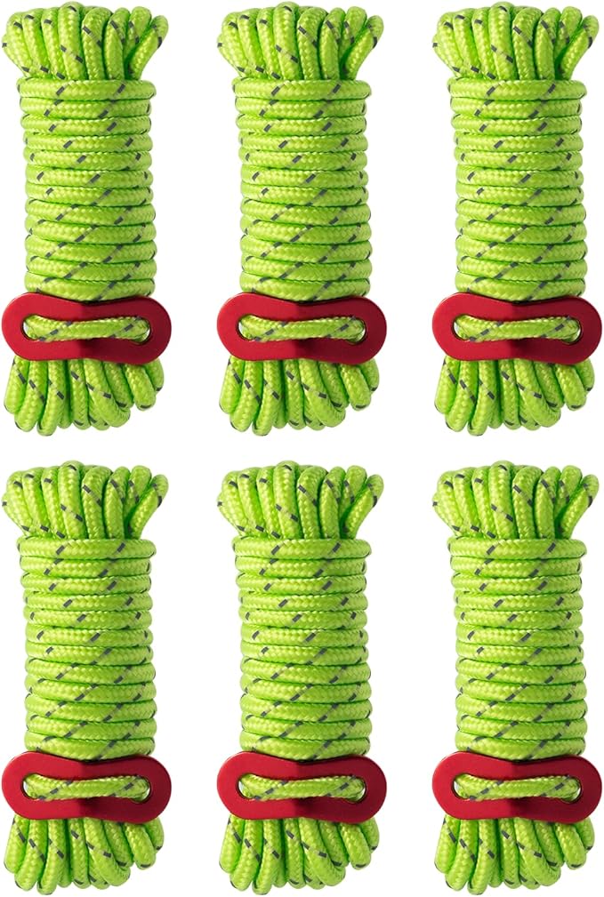 16Feet Guy Lines Ultralight Tent Cords with Aluminum Adjuster Tensioner