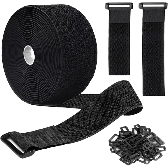 16Ft 2 inch Wide Cable Ties with 20 Buckles, Reusable Heavy Duty Hook and Loop Straps, Adjustable Straps for Home, Office, Desk, Wire, Cord Wraps, Cable Management Storage Straps