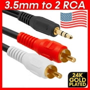 16Ft 3.5mm Male to 2-Male RCA Adapter Audio Cable Computer Speaker Subwoofer Amplifier Cable Audio Cable Black