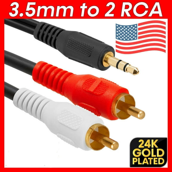 16Ft 3.5mm Male to 2-Male RCA Adapter Audio Cable Computer Speaker Subwoofer Amplifier Cable Audio Cable Black