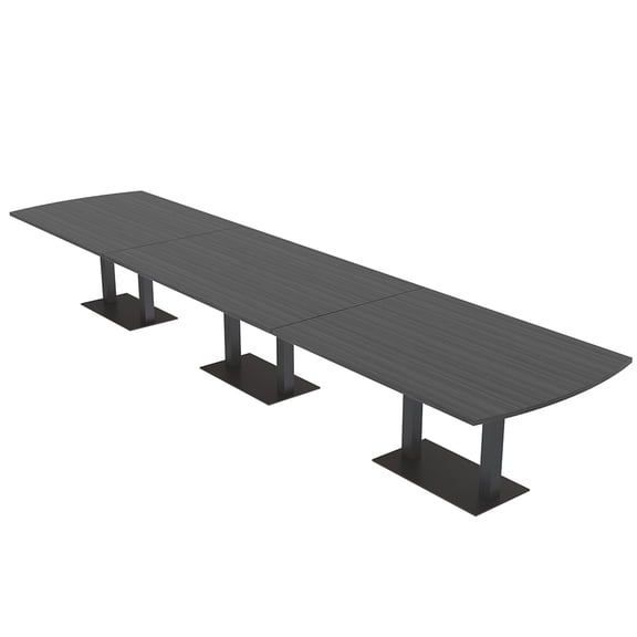 16Ft Arc Rectangle Powered Modular Conference Table Double Black Bases