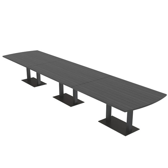 16Ft Arc Rectangle Powered Modular Conference Table Double Black Bases