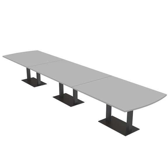 16Ft Arc Rectangle Powered Modular Conference Table Double Black Bases