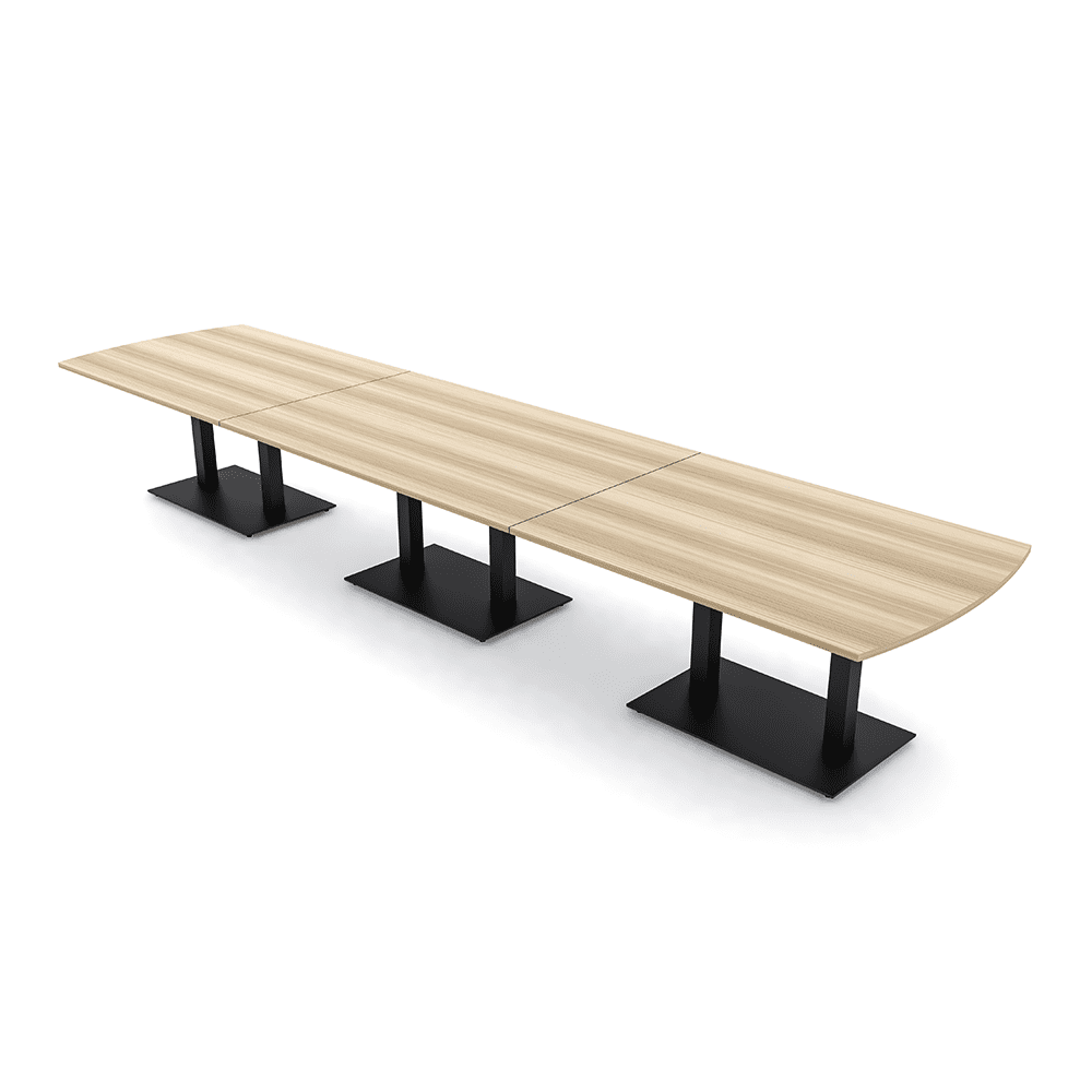 16Ft Arc Rectangle Powered Modular Conference Table Double Black Bases ...
