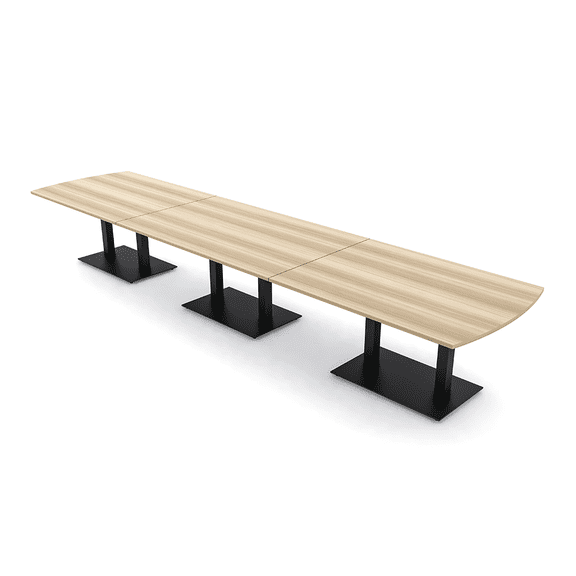 16Ft Arc Rectangle Powered Modular Conference Table Double Black Bases