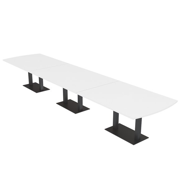 16Ft Arc Rectangle Powered Modular Conference Table Double Black Bases