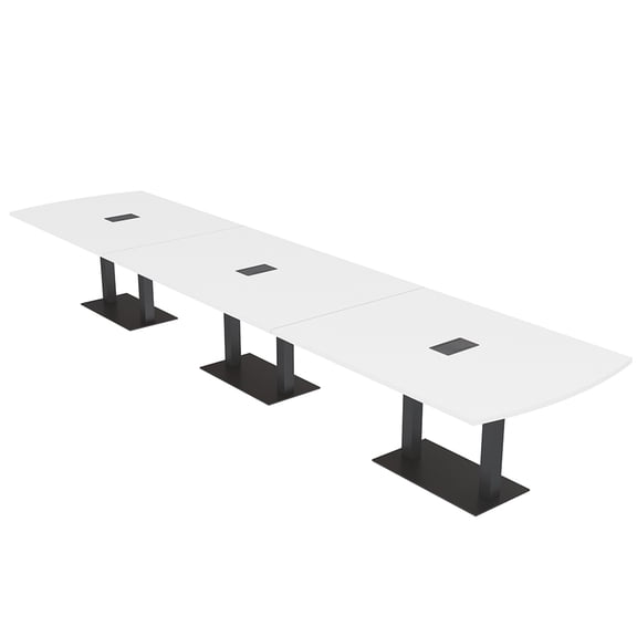 16Ft Arc Rectangle Powered Modular Conference Table Double Black Bases