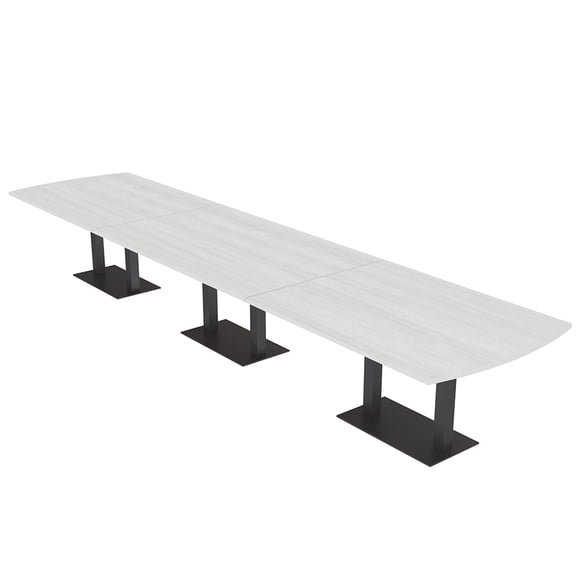 16Ft Arc Rectangle Powered Modular Conference Table Double Black Bases