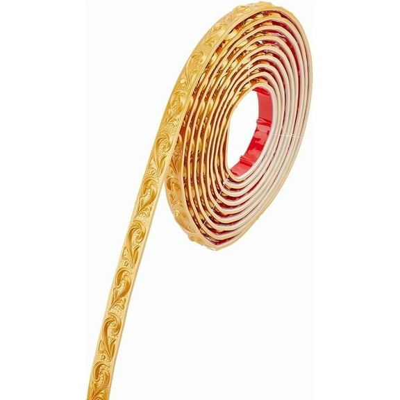 16Ft Flexible Molding Trim Self Adhesive Peel and Stick Wall Trim Molding Golden Flower PVC Molding Trim for Home Furniture Door Mirror Frame Decor for DIY