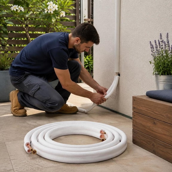16Ft Mini Split Line Set, 1/4" and 1/2" O.D. Copper Pipes, Triple-Layer Insulation, Hvac Equipment