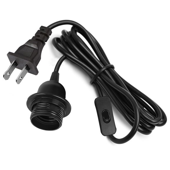 16Ft Pendant Light Kit, Black Plug in Hanging Lantern Cord Cable E26 E27 Corded Light Socket with On/Off Swit, Socket s, UL Approval, 1 Pack