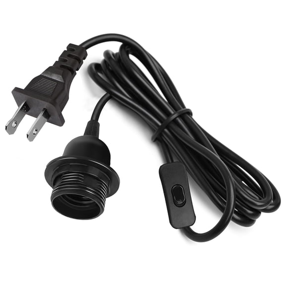 16Ft Pendant Light Kit, Black Plug in Hanging Lantern Cord Cable E26 E27 Corded Light Socket with On/Off Switch, Socket Rings, UL Approval, 1 Pack