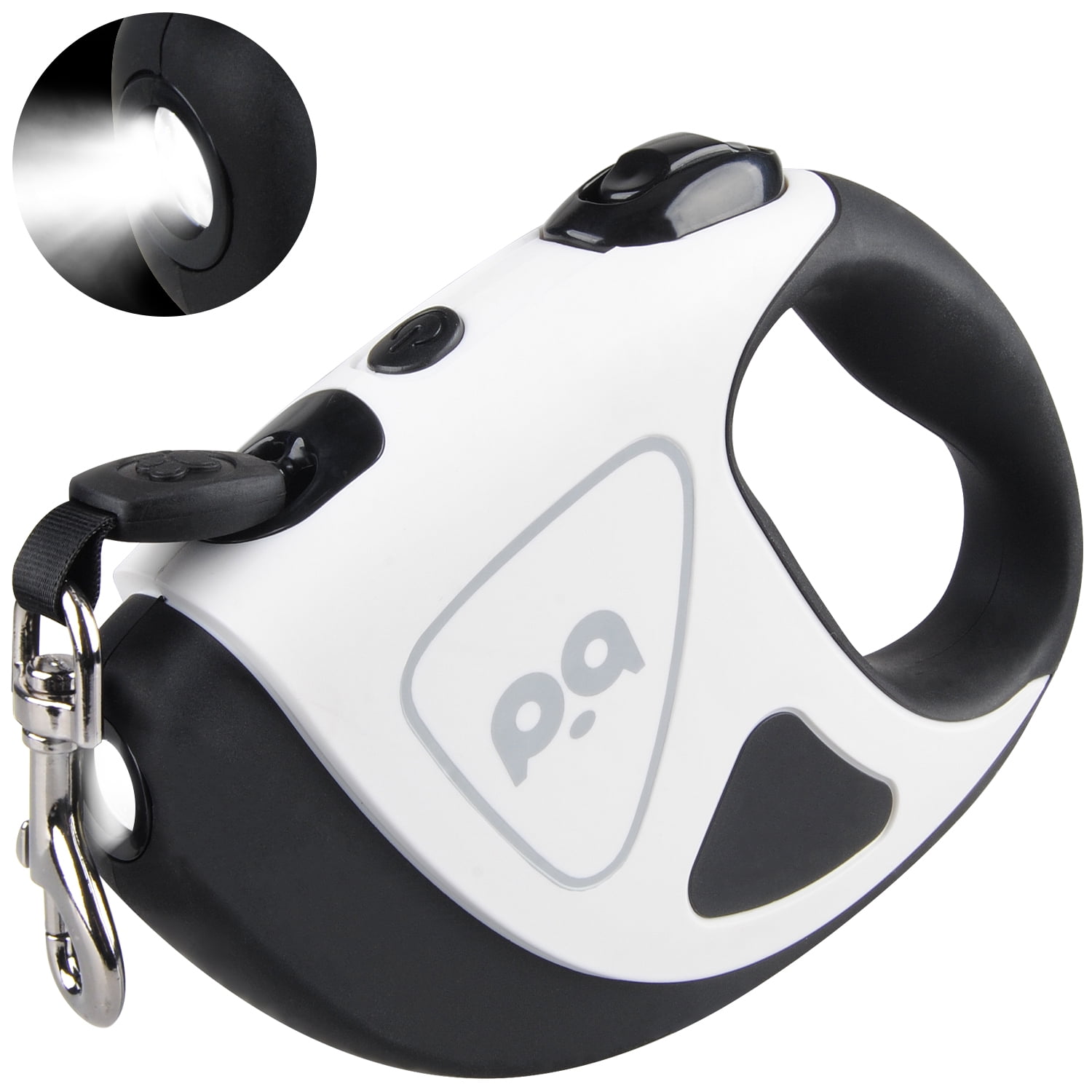16Ft Retractable Dog Leash w/ LED Flashlight,ABCPOW Lightweight Pet Leash for Small Medium Dogs Up to 66 lbs,Anti-Slip Handle,Stainless Metal Spring Strong Nylon Tape,Tangle Free,One-Handed Brake