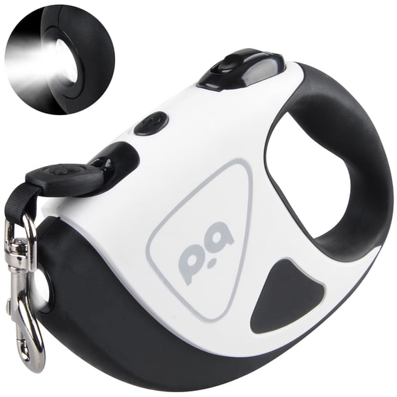 16Ft Retractable Dog Leash w/ LED Flashlight,ABCPOW Lightweight Pet Leash for Small Medium Dogs Up to 66 lbs,Anti-Slip Handle,Stainless Metal Spring Strong Nylon Tape,Tangle Free,One-Handed Brake