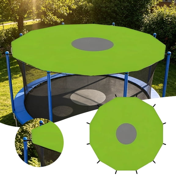 16Ft Round Trampoline Cover With Ventilation Waterproof Outdoor Protection Shield For Outdoor Garden(Green-192In)