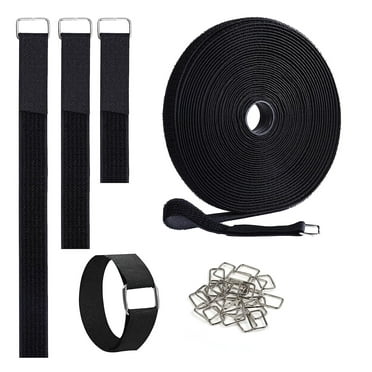 Worldity 1" X 32.8 Ft Hook & Loop Cable Straps Roll With 50 Buckles – Reusable Cut-to-Length Cord Organizer
