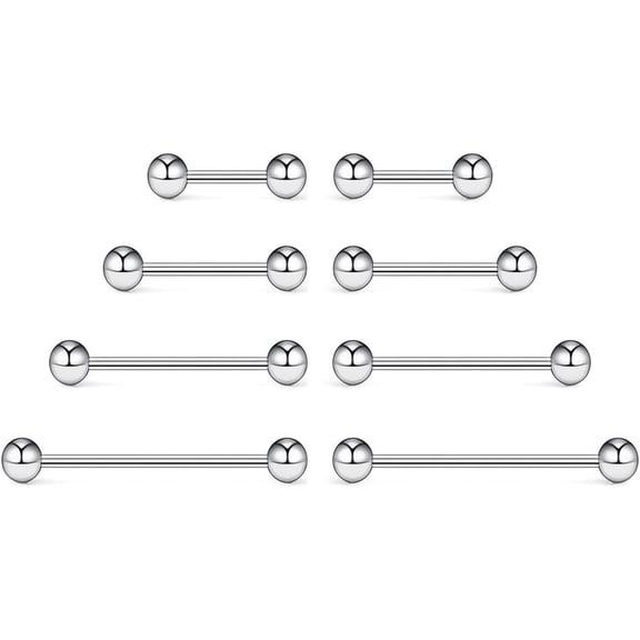 16G/14G Medical Implant Steel Nipple Tongue Piercing Barbell,Industrial Tongue Cheek Dimple Bars