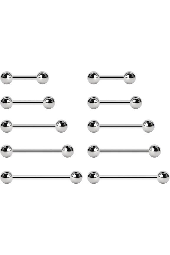 16G/14G Medical Implant Steel Nipple Tongue Piercing Barbell,Industrial Tongue Cheek Dimple Bars