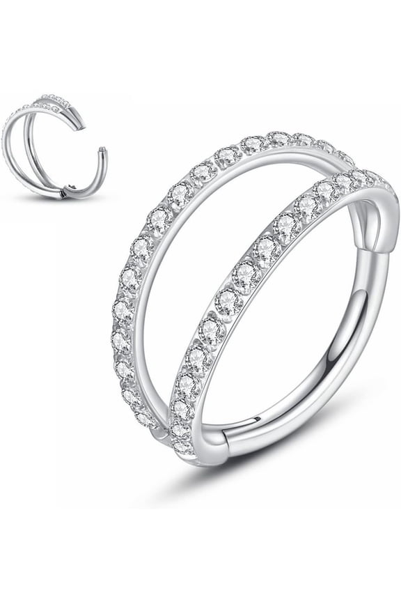 16G 18G 20G 6mm7mm 8mm 10mm Stainless-Steel Septum-Clicker Nose-Ring-Hoop-Studs:Lip Segment Daith Cartilage Earrings Tragus Conch Helix Ear Piercing Jewelry L-Shape Hinge Eyebow Ring Rook[z292]