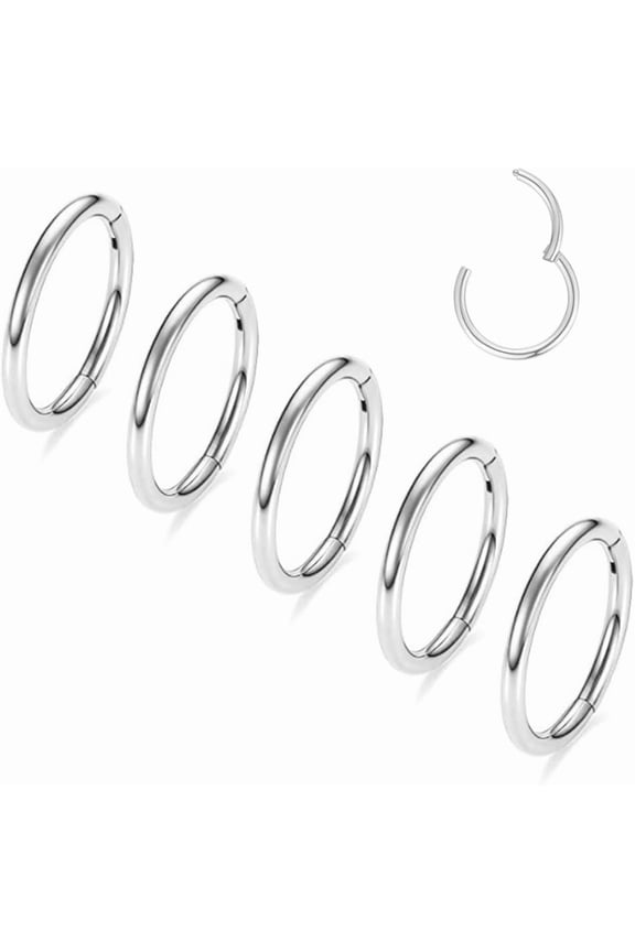 16G 18G 20G Surgical Steel Nose Septum Rings Hoops - Stainless Steel Hinged Clicker Segment Nose Rings Hoop Helix Cartilage Daith Tragus Sleeper Earrings, Ear Plugs Tunnels Gauges(16g 10mm)[o6376]
