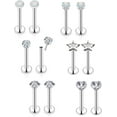 thumbnail image 1 of 16G 18G 20G Threadless Lip Rings Steel Nose Rings Studs Tragus Helix Conch Cartilage Earrings Piercing Jewelry Women Men 6 Pro Push in High-Grade Stainless Flat Back Lobe Stud for Diamond CZ[e281], 1 of 2
