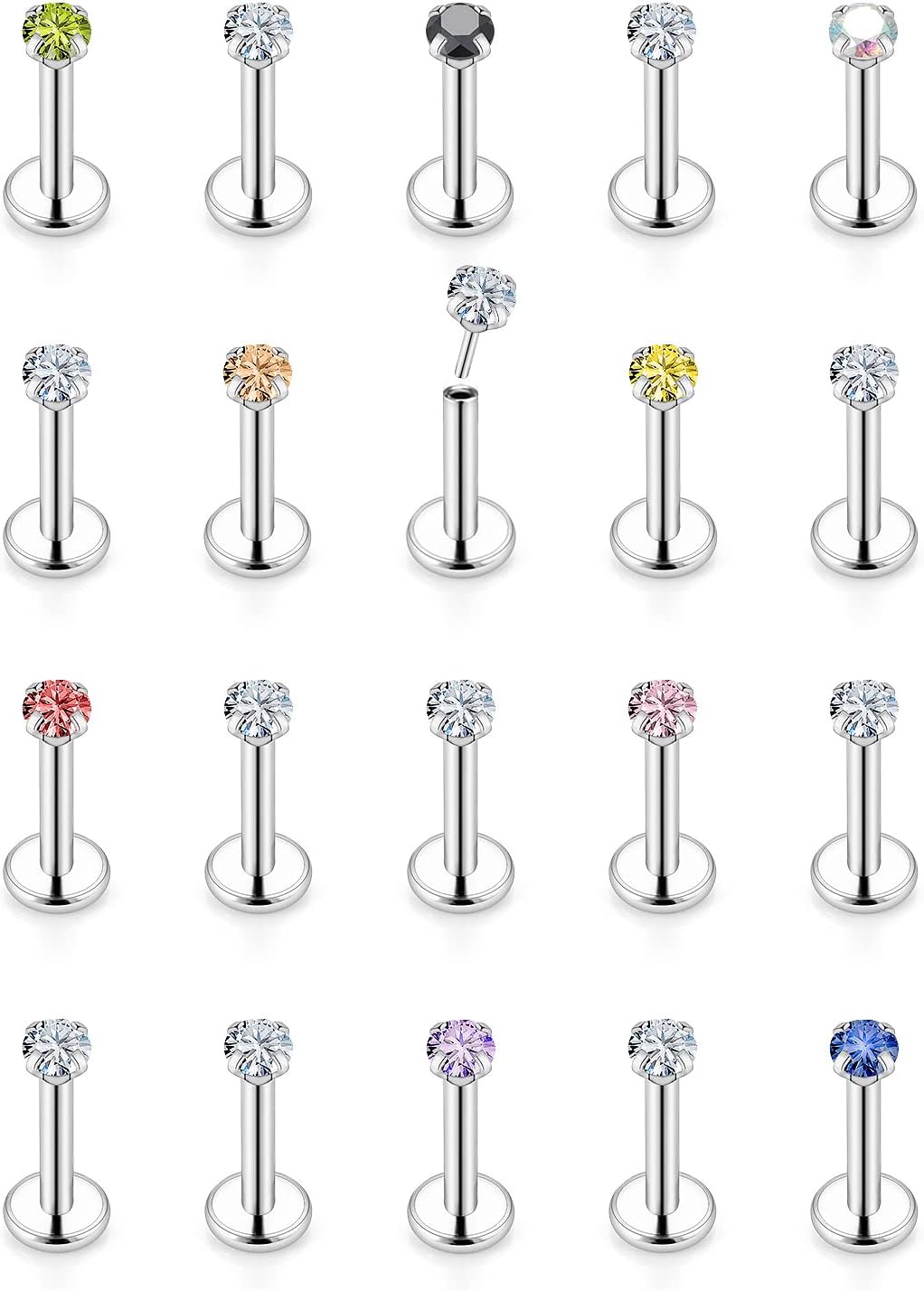 Accessoire Mode Pendentif Piercing Helix 16G En Acier 316L - Piercing Cartilage Avec CZ - Longueur 6 Mm - Mécanisme Push-in - Pour Conch Ou Tragus Cartilage Tragus Conch