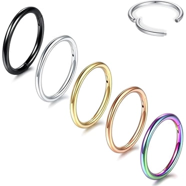 Hinged Segment Ring Septum Clickers – 316L Surgical Steel W/ PVD – Pair – Lobal Domination