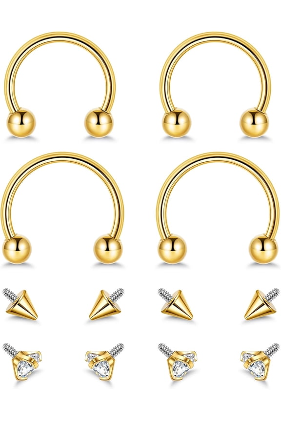 16G 18G G23 Pure Titanium Horseshoe Septum Rings for Women Men Septum Nose Ring Hoop Internally Threaded Lip Cartilage Helix Tragus Earring Eyebrow Daith with Replacement Ball