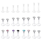 16G 24Pcs Clear Earrings Lip Labret Medusa Piercing Studs Jewelry Flat Plastic Back Lip Rings Retainer Push Fit Bioflex Piercing for Monroe Ashelry Tragus Helix 6mm 8mm 10mm 12mm for Work