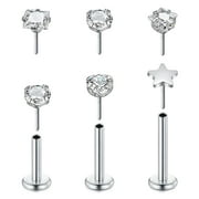 BRIANA WILLIAMS 8PCS 18G Push in Theadless Nose Rings Studs Hypoallergenic Flat Back Nose Piercing