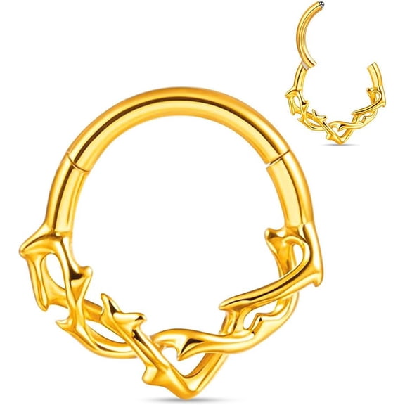 16G/8-10mm Nose Rings Piercing Body Jewelry Clicker Cartilage Earring Hinged Segment Daith Piercing  Silver Gold Color 1PC