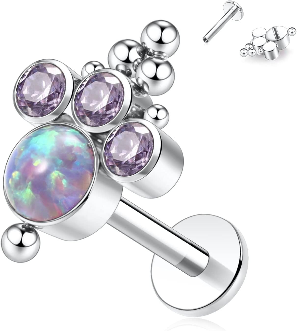 16G Best Tragus Cartilage Helix Conch Labret Medusa Piercing Jewelry Titanium Flat Back Earring Lip Ring Internally Threaded Labret Jewelry Nose Ring Stud 6mm 8mm 10mm[k830]