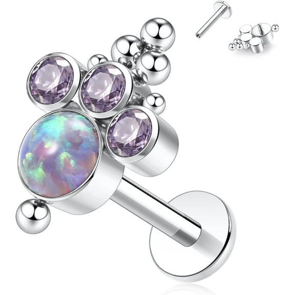 16G Best Tragus Cartilage Helix Conch Labret Medusa Piercing Jewelry Titanium Flat Back Earring Lip Ring Internally Threaded Labret Jewelry Nose Ring Stud 6mm 8mm 10mm[k830]