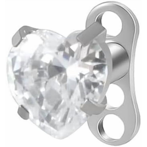 16G CZ Crystal Heart Dermal Anchor Tops and Base G23 Titanium Microdermal Dermal Piercings Surface Skin Piercing Studs Punk Body Jewelry