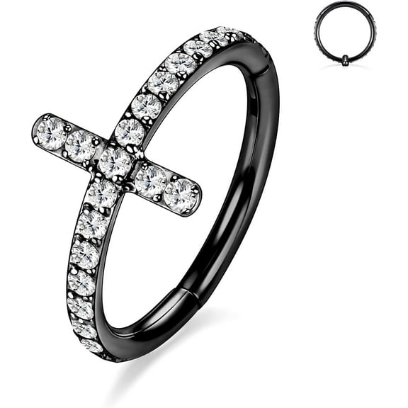 16G Cartilage Earring Hoop 316L Surgical Steel Daith Helix Conch Earrings Tragus Rook Earrings CZ Opal Septum Jewelry Seamless Clicker Nose Rings Hinged Segment Ring Hoop Earring for Women Men